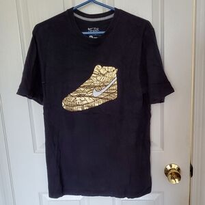Nike Black Tee with Gold Sneaker Design